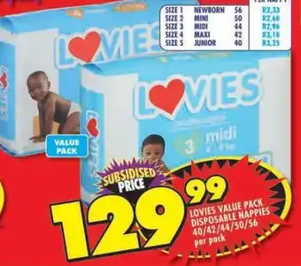 Shoprite Lovies value pack disposable nappies offer