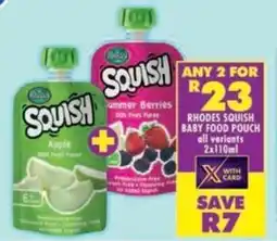 Shoprite Rhodes squish baby food pouch all variants offer