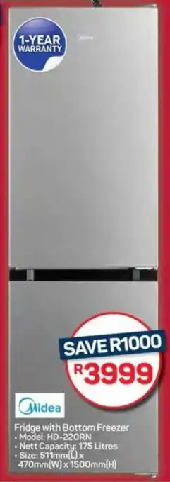 Pick n Pay Hypermarket Midea Fridge with Bottom Freezer offer