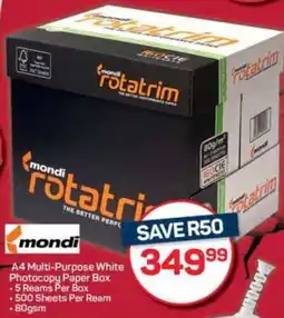 Pick n Pay Hypermarket Mondi A4 Multi-Purpose White Photocopy Paper Box offer