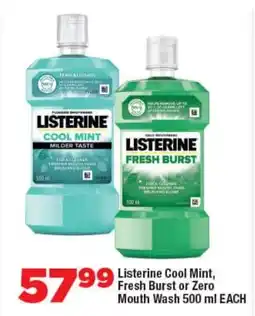 OK Foods Listerine Cool Mint, Fresh Burst or Zero Mouth Wash offer