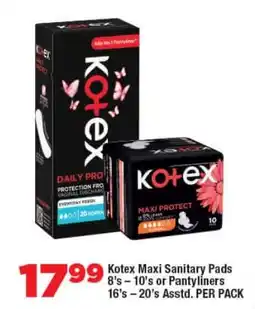 OK Foods Kotex Maxi Sanitary Pads or Pantyliners Asstd. offer