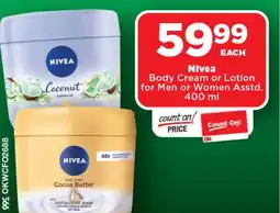 OK Foods Nivea Body Cream or Lotion for Men or Women Asstd. offer