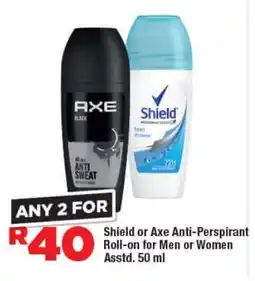 OK Foods Shield or Axe Anti-Perspirant Roll-on for Men or Women Asstd. offer