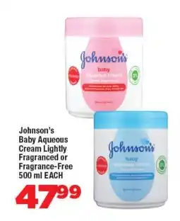 OK Foods Johnson's Baby Aqueous Cream Lightly Fragranced or Fragrance-Free offer