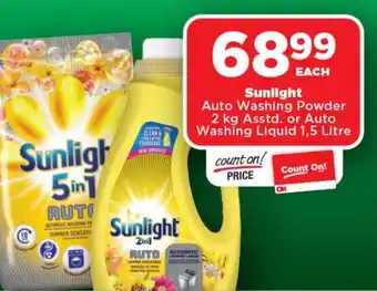 OK Foods Sunlight Auto Washing Powder Asstd. or Auto Washing Liquid offer