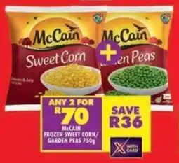 Shoprite Mccain frozen sweet corn/ garden peas offer