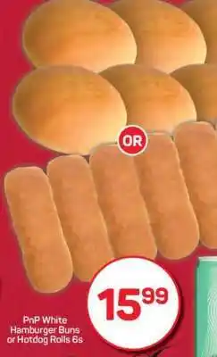 Pick n Pay Hypermarket PnP White Hamburger Buns or Hotdog Rolls 6s offer