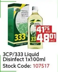 Africa Cash and Carry 3CP/333 Liquid Disinfect 1x100ml offer