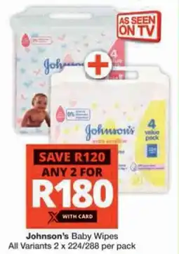 Checkers Hyper Johnson's Baby Wipes All Variants offer