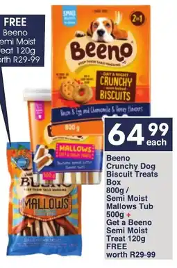 President Hyper Beeno Crunchy Dog Biscuit Treats Box/ Semi Moist Mallows Tub + Get a Beeno Semi Moist Treat FREE offer