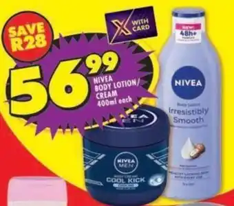 Shoprite Nivea body lotion/ cream offer