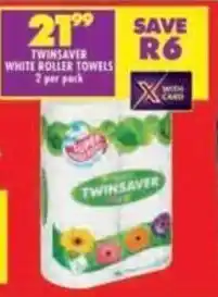 Shoprite Twinsaver white roller towels offer