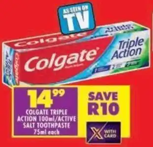 Shoprite Colgate triple action/active salt toothpaste offer