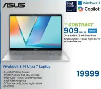 Incredible Connection ASUS Vivobook S 14 Ultra 7 Laptop offer