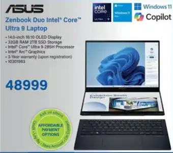 Incredible Connection ASUS Zenbook Duo Intel Core Ultra 9 Laptop offer