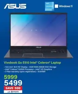 Incredible Connection ASUS Vivobook Go E510 Intel Celeron Laptop offer