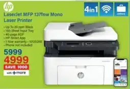 Incredible Connection HP LaserJet MFP 137fnw Mono Laser Printer offer
