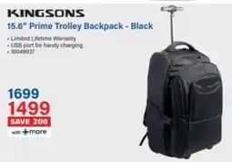 Incredible Connection KINGSONS Prime Trolley Backpack Black offer