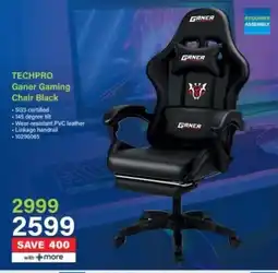 Incredible Connection TECHPRO Ganer Gaming Chair Black offer