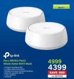 Incredible Connection Tp-link Deco BE25(2-Pack) Whole Home WiFi7 Mesh offer