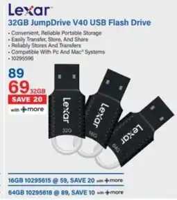 Incredible Connection Lexar 32GB JumpDrive V40 USB Flash Drive offer