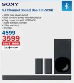 Incredible Connection SONY 5.1 Channel Sound Bar- HT-S20R offer
