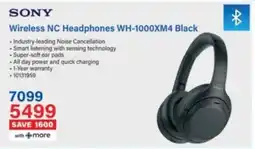 Incredible Connection SONY Wireless NC Headphones WH-1000XM4 Black offer