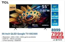 Incredible Connection TCL 55-Inch QLED Google TV-55C655 offer