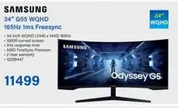 Incredible Connection SAMSUNG 34” G55 WQHD 165Hz 1ms Freesync offer