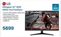 Incredible Connection LG Ultragear 32" QHD 165Hz 1ms FreeSync offer