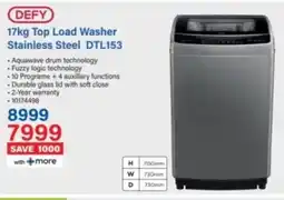 Incredible Connection DEFY Top Load Washer Stainless Steel DTL153 offer