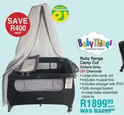Baby City Baby Things Ruby Range Camp Cot Oxford Grey OR Charcoal offer