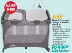 Baby City Joie Playard Commuter Change & Snooze Baby Cot Linen Grey offer