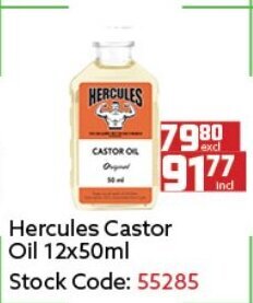 Africa Cash and Carry Hercules Castor Oil 12x50ml offer