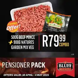 Bluff Meat Supply Beef mince + Natures garden mix veg offer