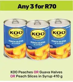 Game KOO Peaches OR Guava Halves OR Peach Slices in Syrup offer