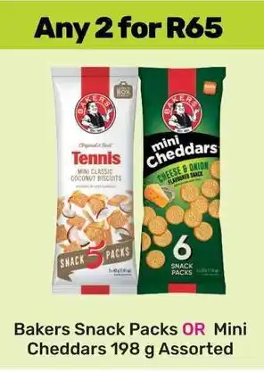 Game Bakers Snack Packs OR Mini Cheddars Assorted offer