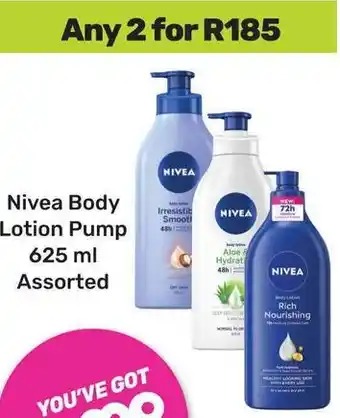 Game Nivea Body Lotion Pump Assorted offer