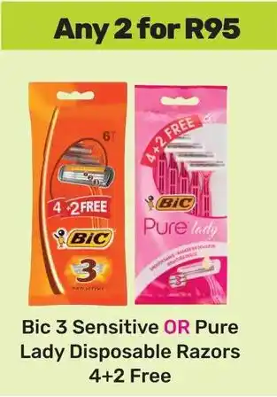 Game Bic 3 Sensitive OR Pure Lady Disposable Razors offer