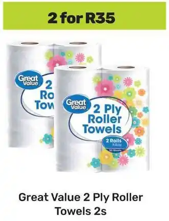 Game Great Value 2 Ply Roller Towels offer