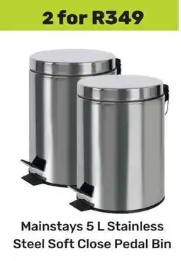Game Mainstays Stainless Steel Soft Close Pedal Bin offer