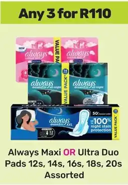 Game Always Maxi OR Ultra Duo Pads Assorted offer