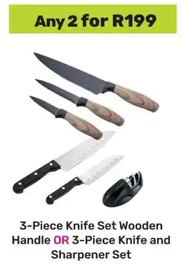 Game Knife Set Wooden Handle OR Knife and Sharpener Set offer