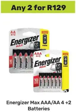 Game Energizer Max AAA/AA 4 +2 Batteries offer