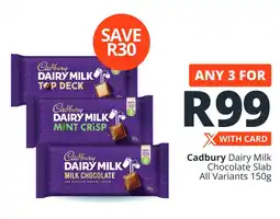 Checkers Cadbury Dairy Milk Chocolate Slab All Variants offer