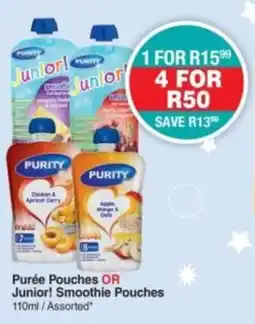 Baby City PURITY Purée Pouches OR Junior! Smoothie Pouches Assorted offer