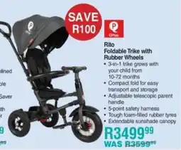 Baby City Rito Foldable Trike with Rubber Wheels offer