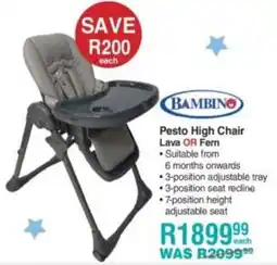 Baby City Bambino Pesto High Chair Lava OR Fern offer