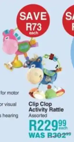 Baby City Playgro Clip Clop Activity Rattle Assorted offer
